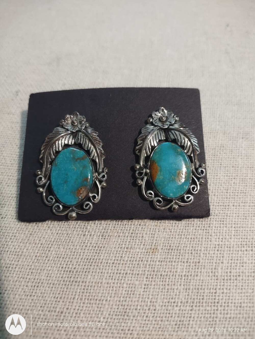 Handmade USA Sterling Silver Turquoise Earrings
